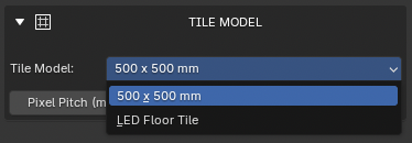 Tile Model dropdown open